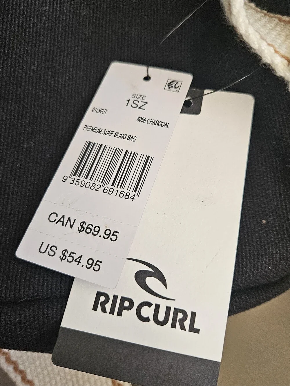 Rip Curl Premium Surf Sling Bag in Charcoal – NWT Canvas Mini Backpack
